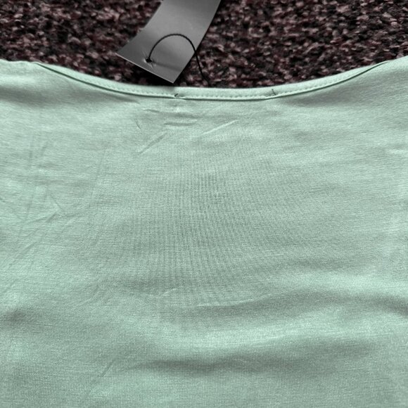 DJT FASHION (M) Green Blue Mint Pleated Tee Scoop Blouson Top Aqua Dusty Jade - Picture 11 of 11